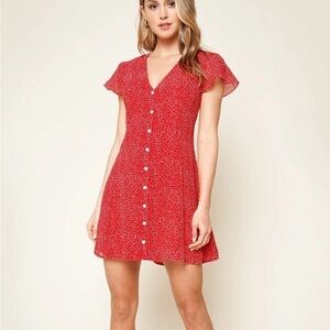 Sugarlips Red Mini Dress with Button Detail